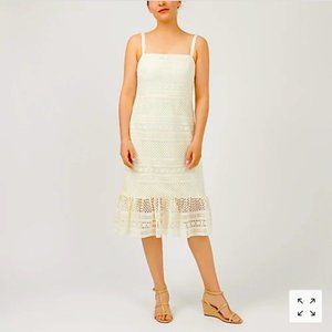 J.Crew Geometric Lace Midi Dress Ivory